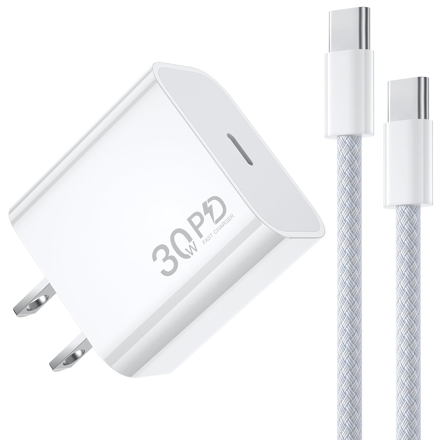 30W Phone Charger for iPhone 17 Air - USB C Fast Charger Block with Original Braided 6FT USBC