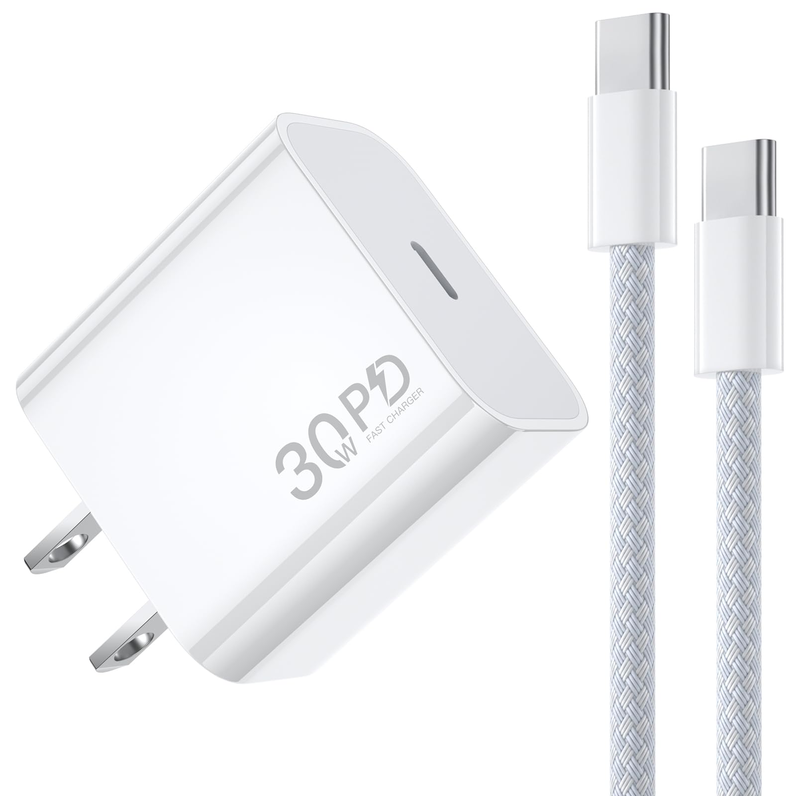 30W Phone Charger for iPhone 17 Air - USB C Fast Charger Block with Original Braided 6FT USBC