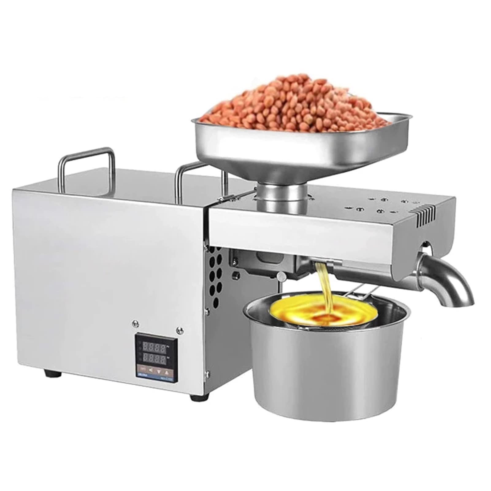 MYUYEE Automatic Oil Press Machine, Stainless Steel Cold/Hot Oil Expeller, With Intelligent Temperature Control Lcd Screen, For Nuts Walnut Linseed Almond Rapeseed Sesame