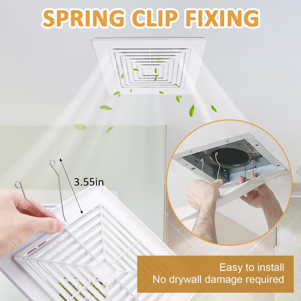 BP90 Bathroom Exhaust Fan Cover With Spring For Broan-NuTone Exhaust Fan Square Ceiling Or Wall-Mount BP46 Grille For NuTone 663 670 671 675 688 689 Ventilation Fan, 97011723 Replacement Grille - View #8