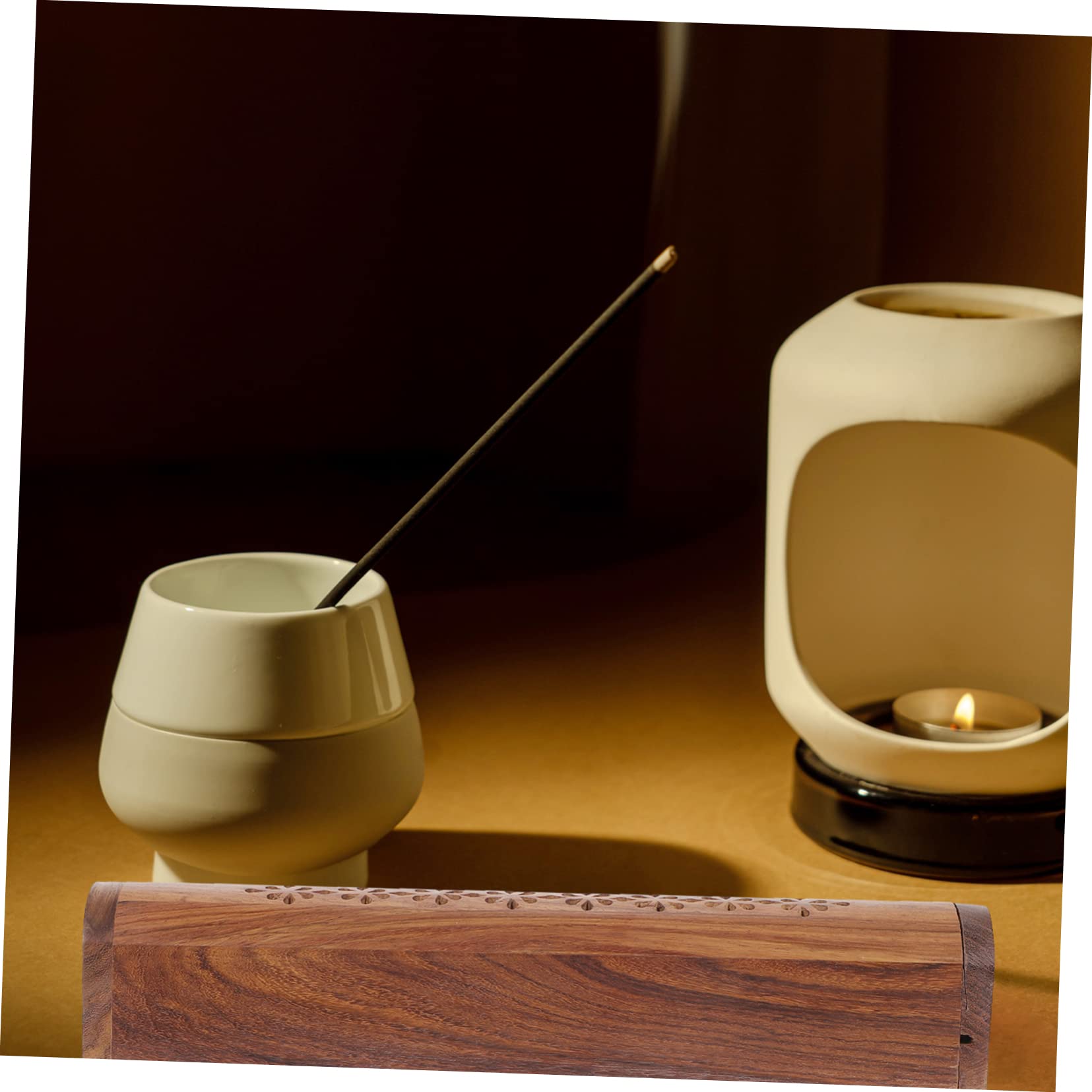 Porta Varillas de Incienso Soporte Delicado de Madera Natural Compacto Hecho a Mano Que Previene la Dispersión de Ceniza para Incienso Adecuado para Oficina y Meditación