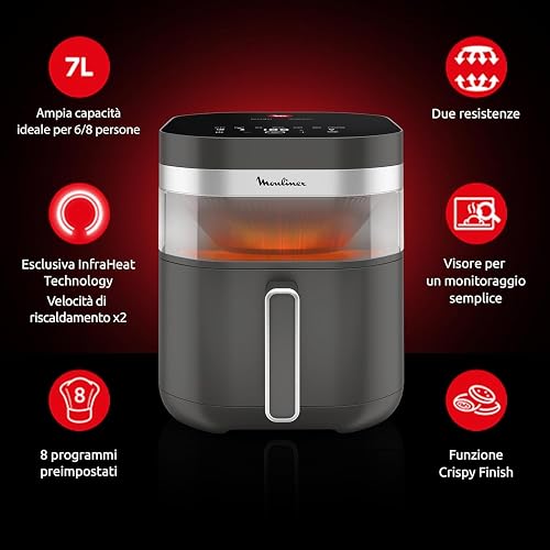 Moulinex Easy Fry Infrared, Friggitrice ad Aria 7L, Coal Grey, EZ832H - 4