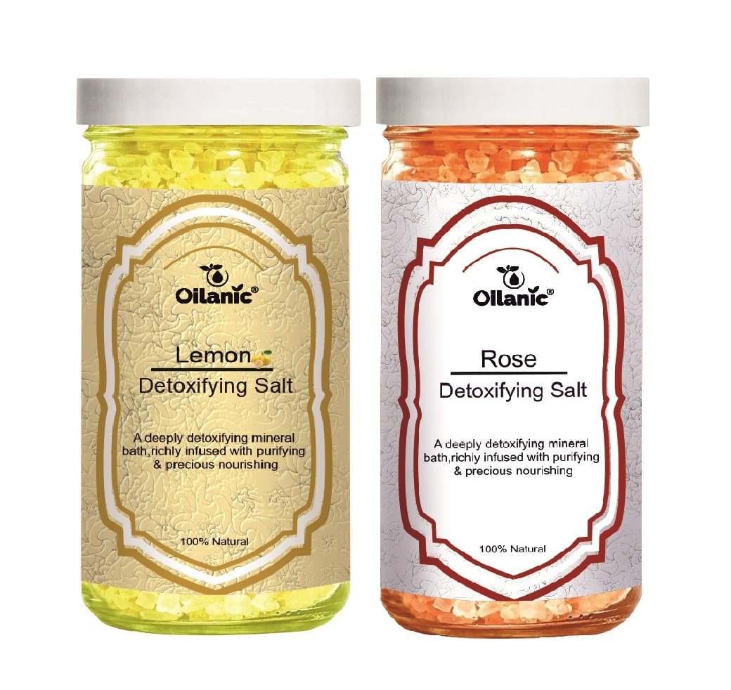 Oilanic Lemon & Rose Detoxifying Bath Salt Crystal And Bath | For Muscle Relief, Relieves Aches & Pain | Soothing & Relaxation | Pedicure & Manicure Salt (Each, 200g) Combo of 2-image-31
