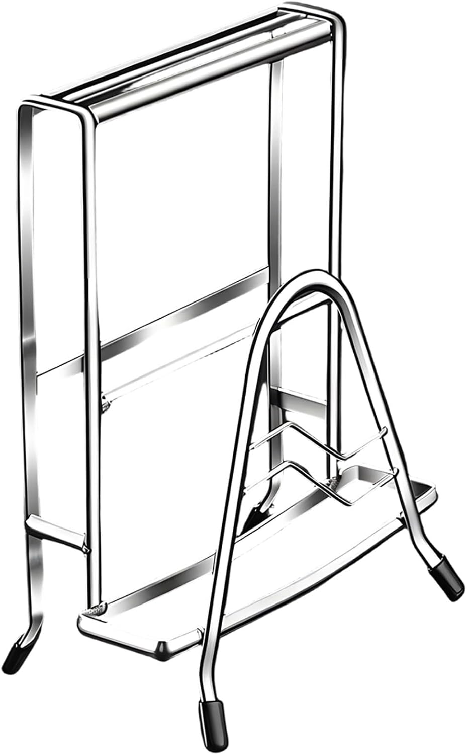 Stainless Steel Cutting Board Rack, 304 Grade, Space Saving, Anti-Slip Silicone Feet, Pot and Pan Lid Organizer, Rustproof, Thickened Design