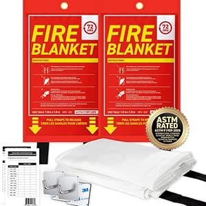 72HRS Fiberglass Fire Blanket for Home & Kitchen | Fire Extinguishers Home | Essential Fire Safety Tool, Emergency Fire Blanket Canada | (2PC 1.0x1.0m 40"x40")