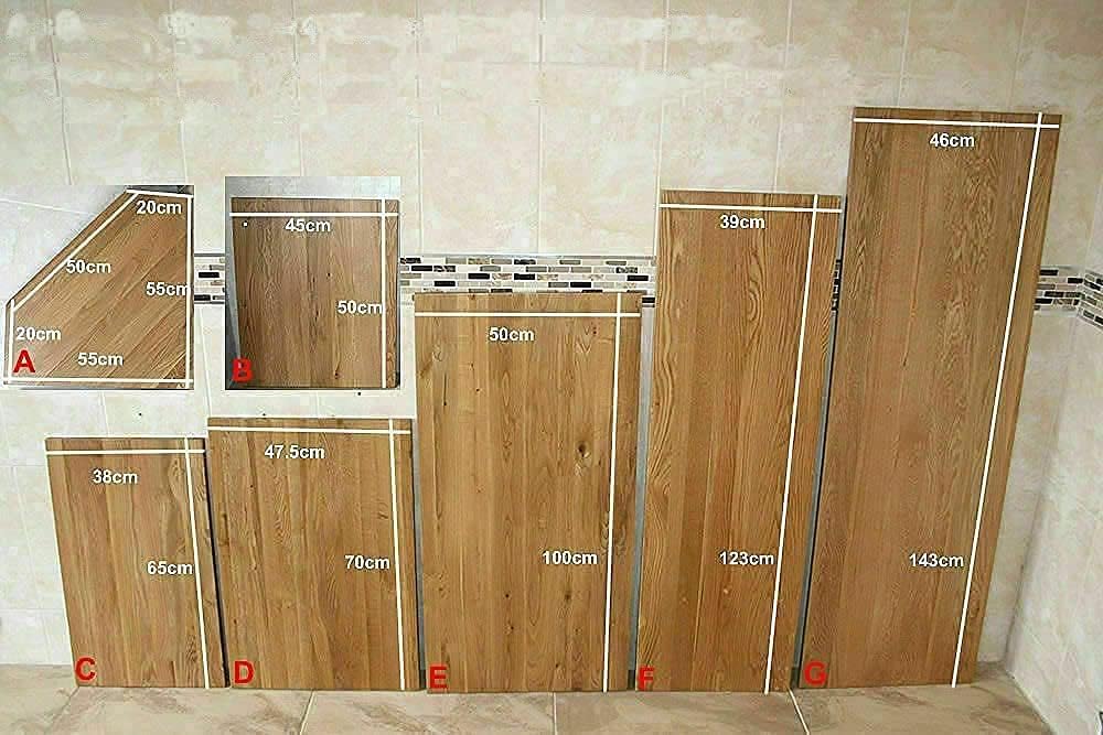 Oak Timber Offcuts Work Tops | Solid Oak Planks | Oak Boards for Shelving (D = 70cm x 47.5cm)