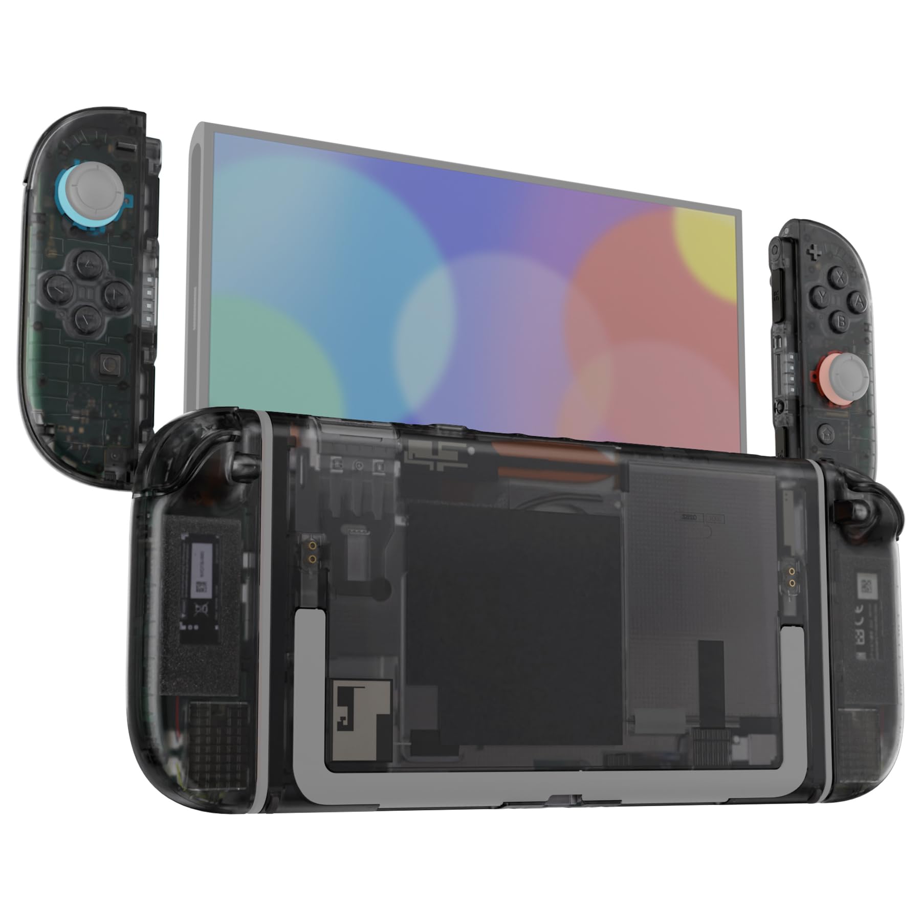 eXtremeRate Coque pour Switch 2 Joycon avec Ensemble Complet de Boutons & Coque Plaque Arrière pour Nintendo Switch 2,Accessoires de Remplacement DIY-Noir Transparent