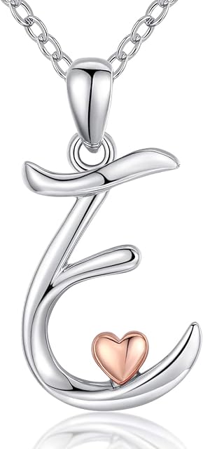 CELESTIA Initial Letters Necklace for Women Girls, Personalized 925 Sterling Silver Alphabet and Heart Pendant Jewellery A to Z