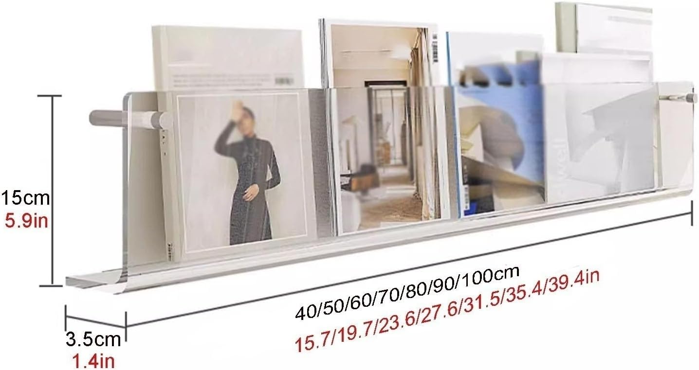 Adjustable Wall-Mount Acrylic Brochure Holder - 43.3in Magazine Rack for Home Office & Waiting Room Display, Perfect for Organizing & Showcasing Literature, Flyers & Pamphlets