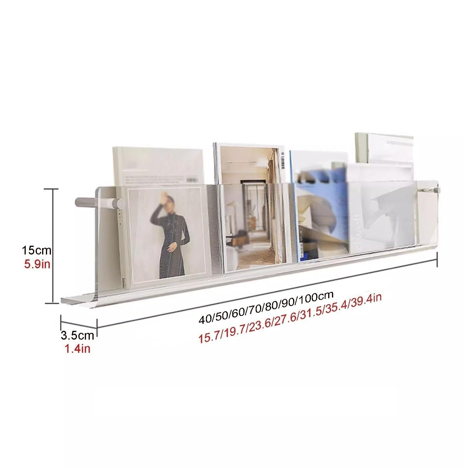 AdirOffice Clear Acrylic Hanging Magazine Rack – Wall Mounted Brochure & Newspaper Holder, Adjustable Dividers, 29x23 Inches