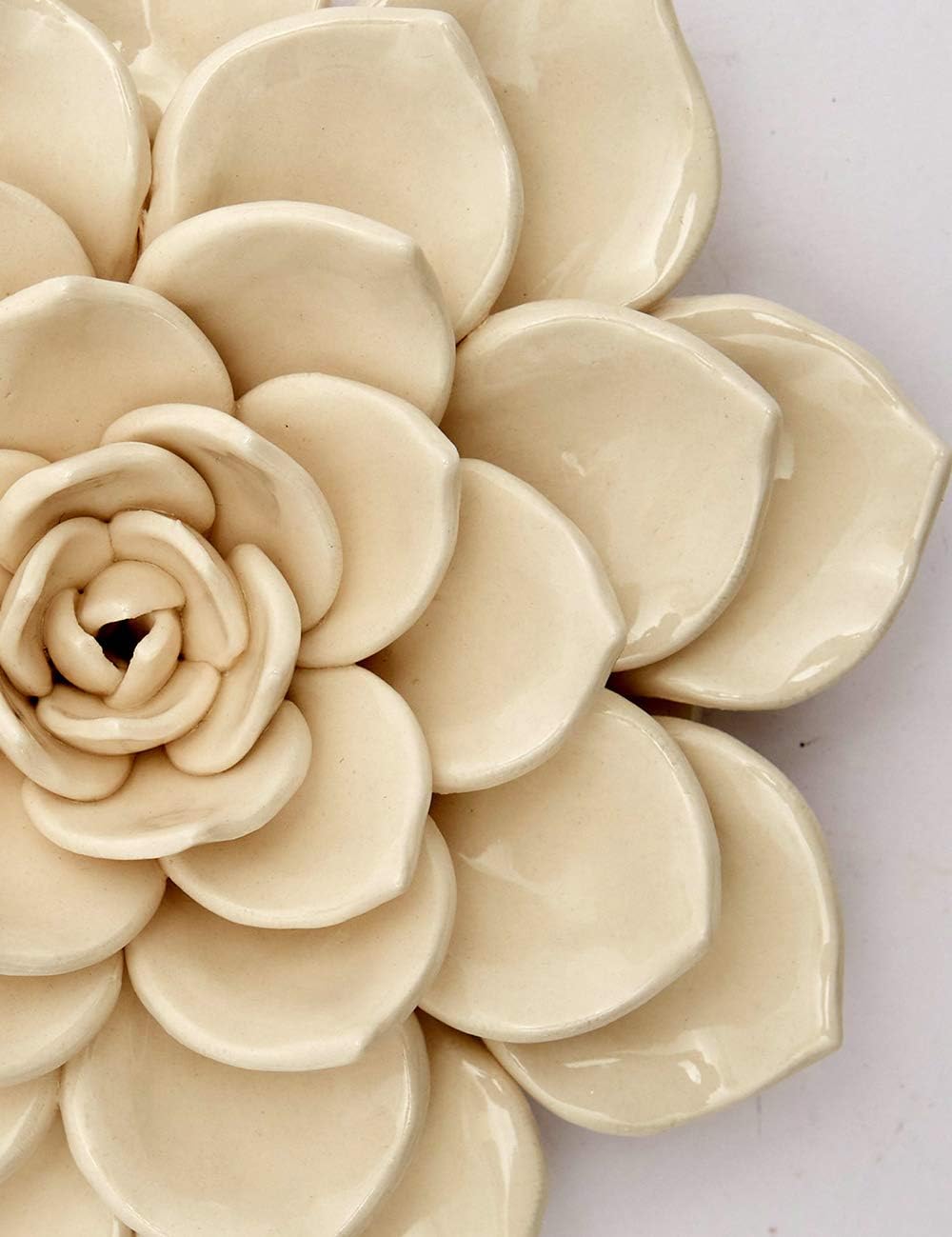 SEINHIJO White Ceramic 3D Flower Wall Art Modern Home Decor Sculpture Gift 6.7 Inch