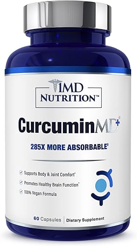 1MD Nutrition CurcuminMD Plus - Curcumina de cúrcuma con Boswellia Serrata - 285 veces más absorbible  Rigidez articular, recuperación muscular y