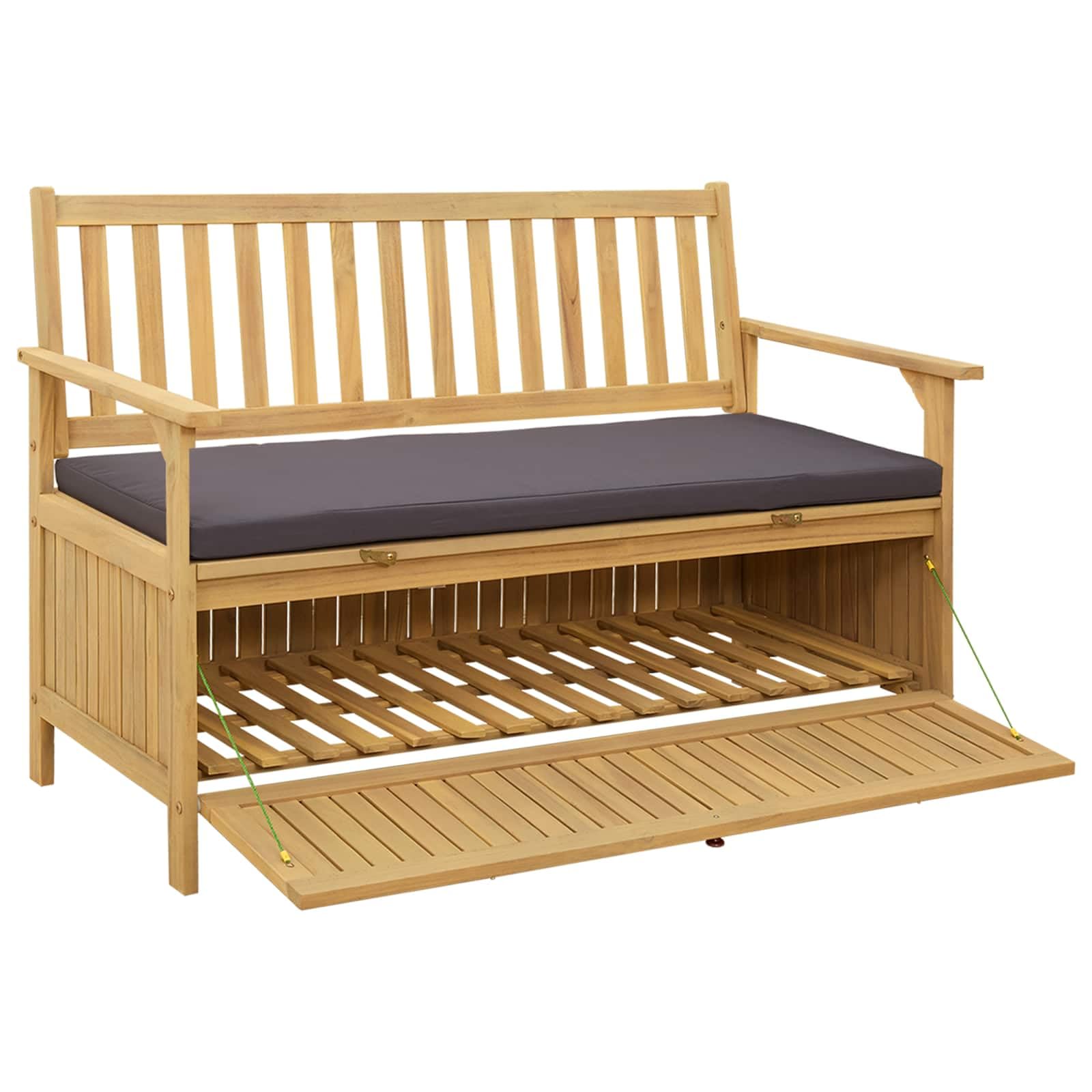 Banc de Jardin avec Coffre de Rangement et Coussin 120cm