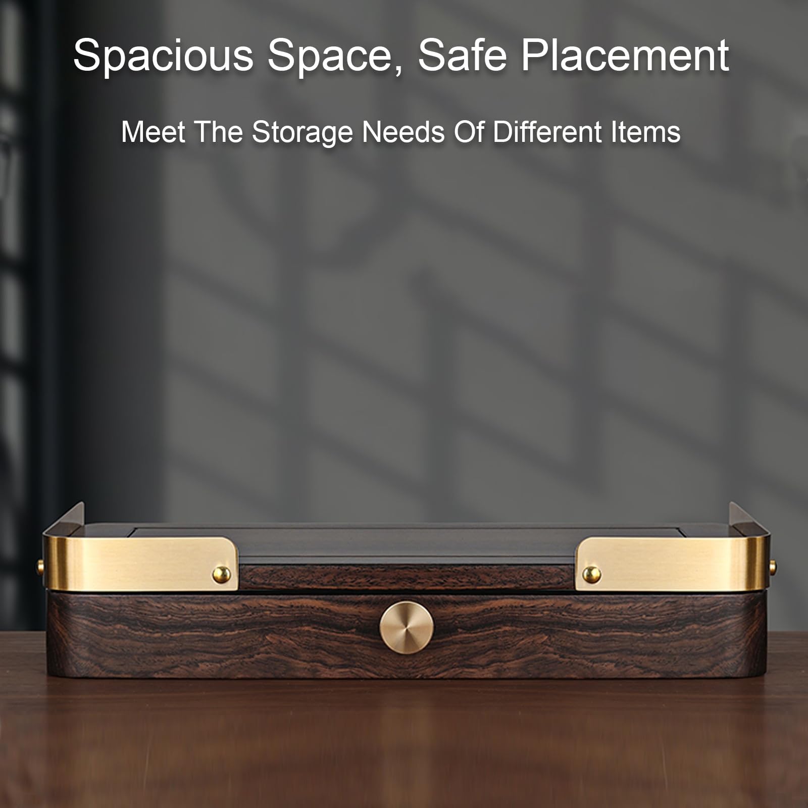 Estante de pared de madera con cajón, vitrina compacta para espacios pequeños