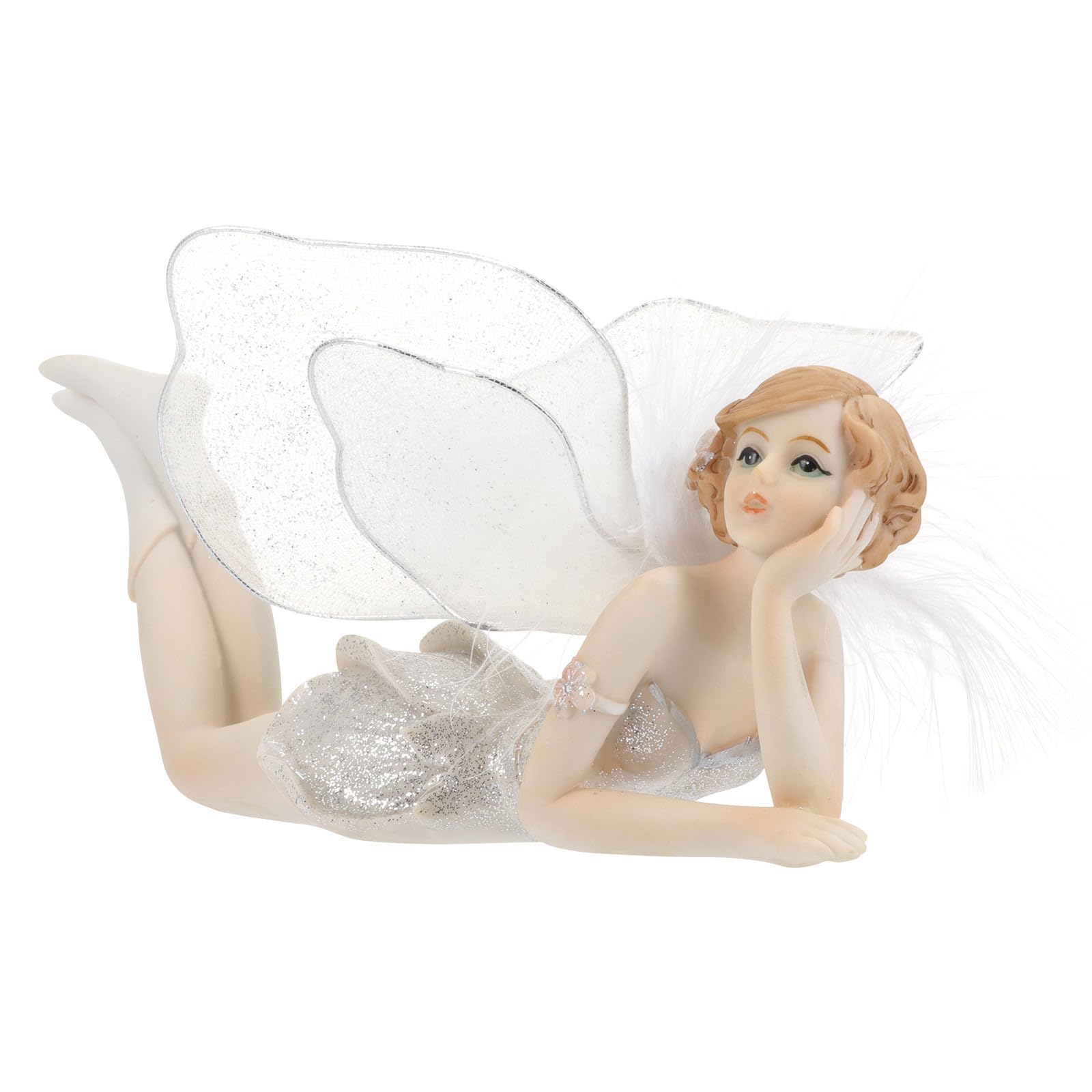 Figurine fée en résine blanche ailes ornement délicat pour maison et bureau