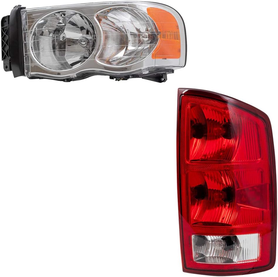 Brock Replacement Halogen Headlights and Tail Lights Set with Circuit Boards Compatible with 2002-2005 Pickup Truck 55077121AG 55077120AF 55077347AF 55077348AF