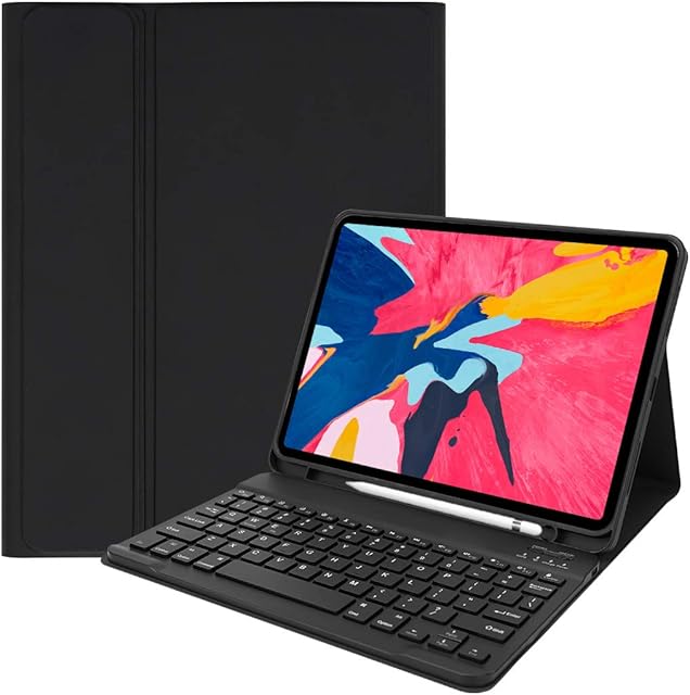 Lively Life Bluetooth Keyboard for iPad Air 5th /iPad Air 4th Generation 10.9"/iPad Pro 11 inch 2021/2020/iPad Pro 2018, Protective Case with Detachable Keyboard, Built-in Pen Holder - Black