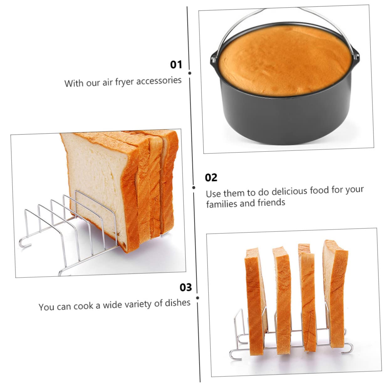 GLEAVI Ensemble de Cuisson Compatibles Lave-vaisselle en Acier Inoxydable 6 Pièces Accessoires de Pâtisserie Robustes pour Four à Air pour Cuisson et Pâtisserie