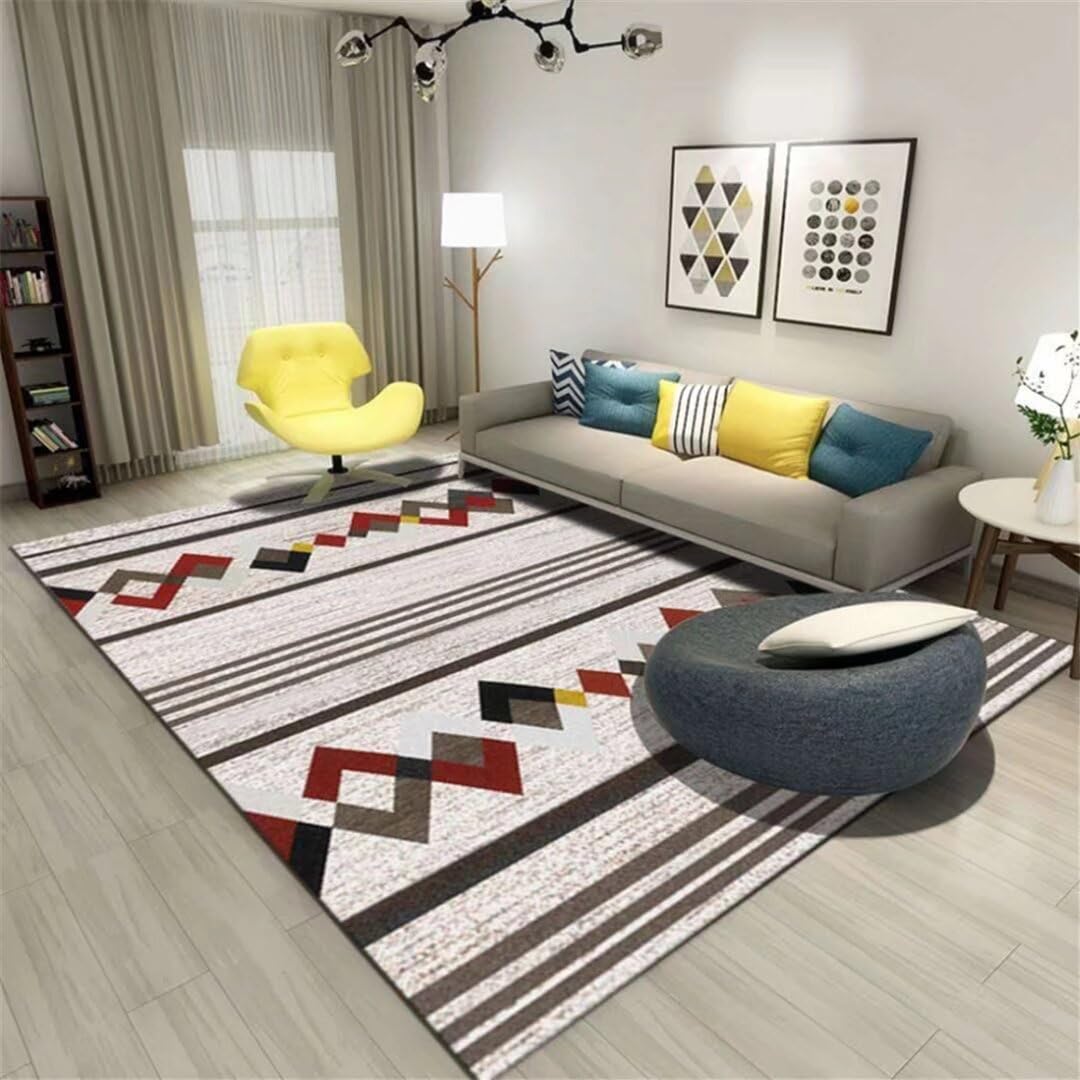 Design Moderno Tappeti Salotto Moderni Tappeto Lavabile Per Rettangolare Da Cucina Con Sfocato A Righe 80X160Cm Rosso