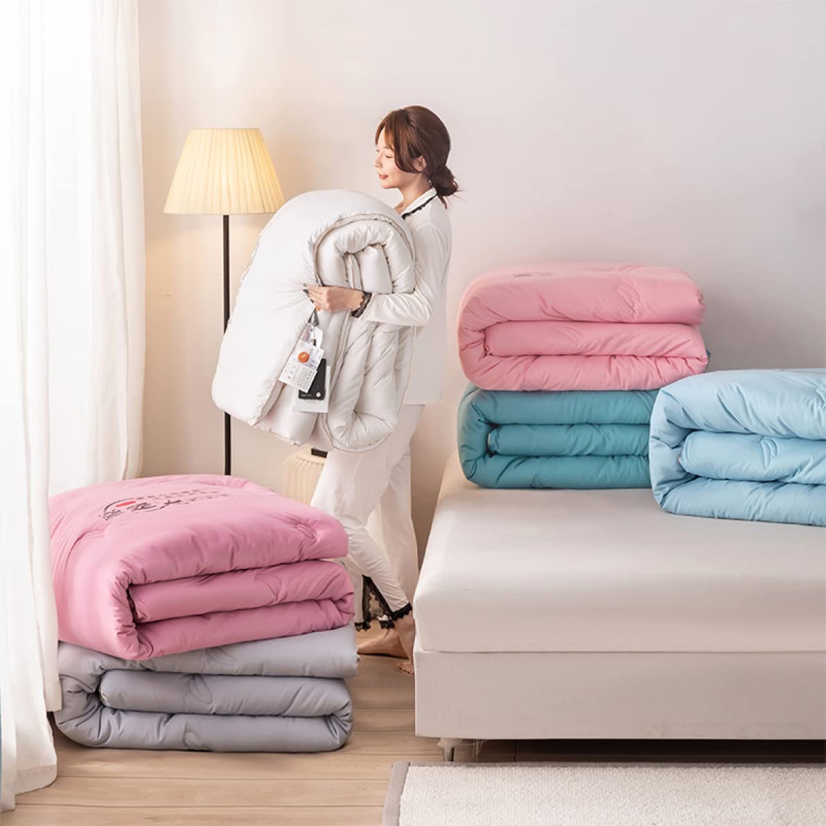 Amazon｜SCTX 掛けふとん シングル ライトブルー 150*200cm1.5kg