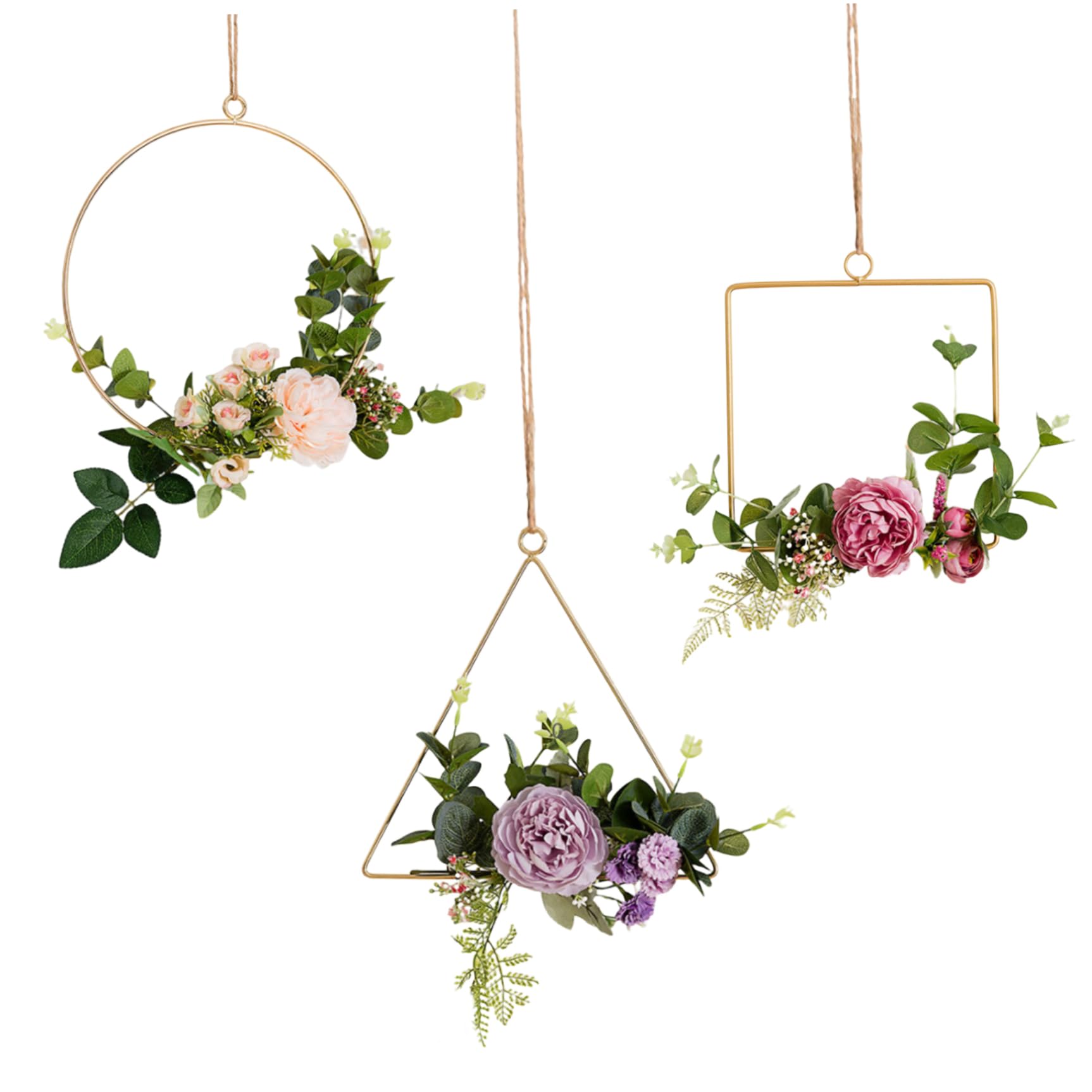 Couronne de fleurs artificielles pour masquer un mur vide sans entretien