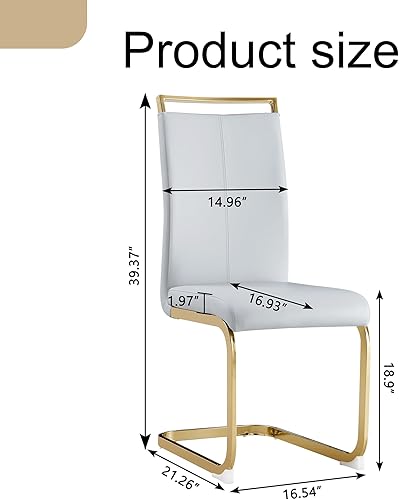 Miniatura 30 de Sillas de Comedor Modernas - Juego de 4 sillas para mesa de comedor, sillas de comedor blancas, patas cromadas plateadas para comedor, sillas de