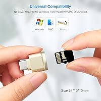Vista 6 de USB C Micro SD Card Reader (Pack of 2 Pcs), BorlterClamp Type C OTG TF Memory Card Reader Compatible with Laptop, MacBook, Tablet, Smartphone