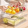 7Pack Clear Fridge Drawer Organizer Pull out Bins Stackable Refrigerator Organizer Bins with Handle for Kitchen Cabinet Organization Divided Produce Saver Container for Fruit Veggie Egg