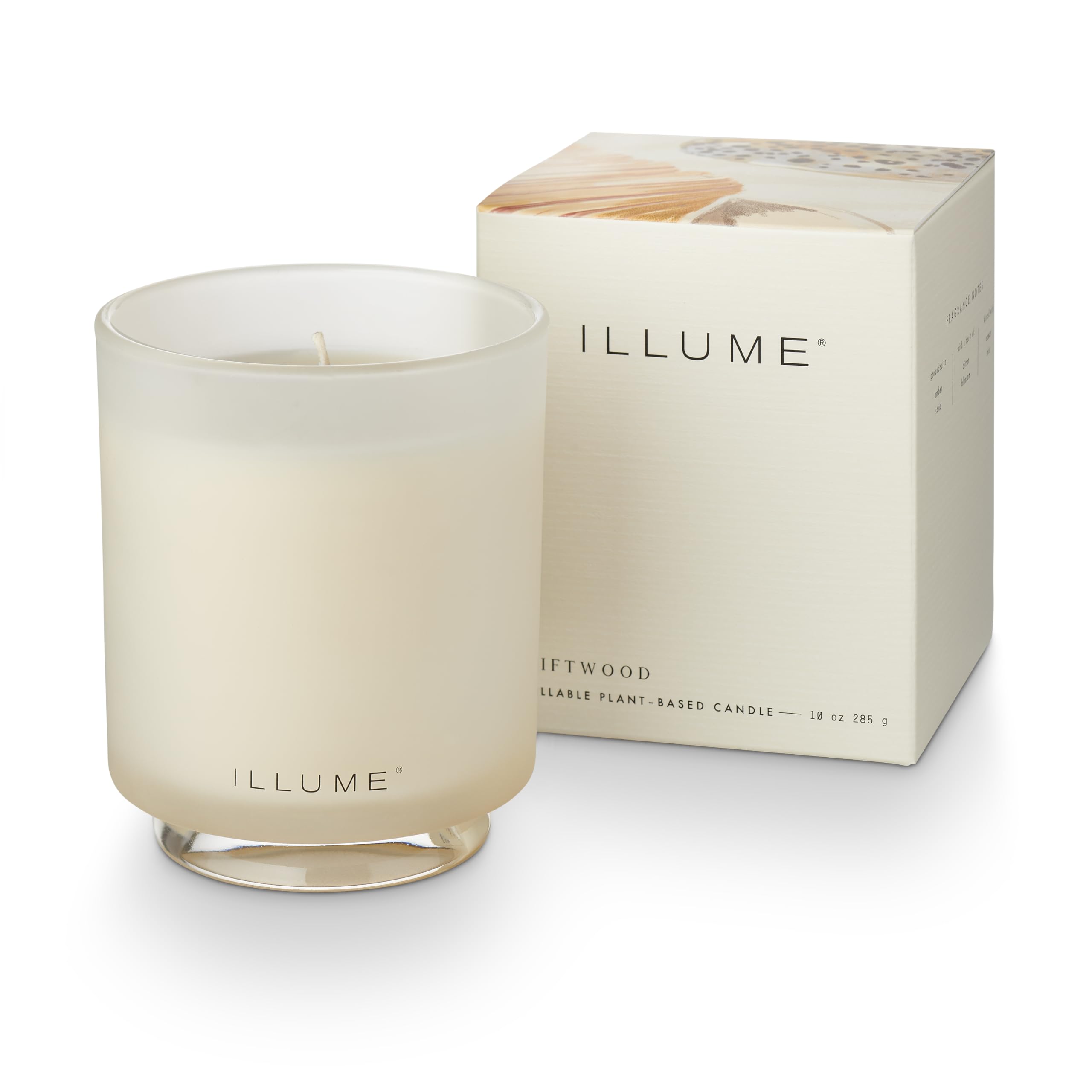 ILLUME Beautifully Done Driftwood Refillable Boxed Glass Candle