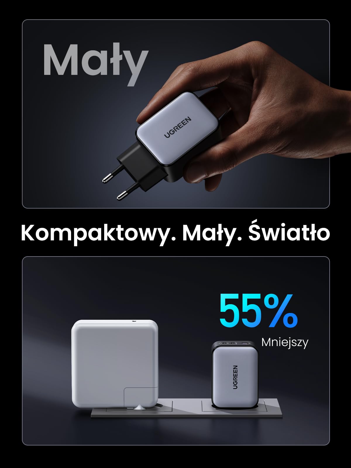 UGREEN Nexode Miniładowarka USB-C 65 W z 3 portami, szybka ładowarka | Zasilacz GaN, ładowarka przenośna, kompatybilna z MacBookiem Air M5, Neo, iPhone'em serii 17-8, Galaxy S-A