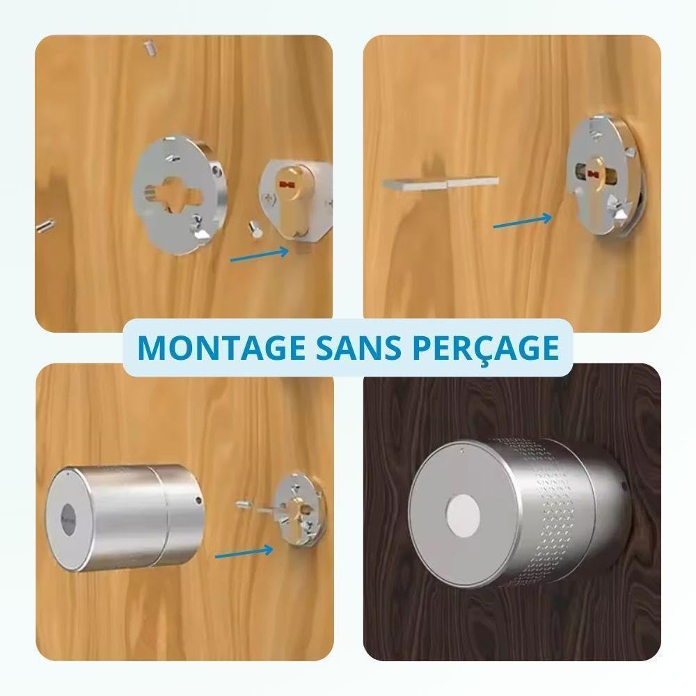 LOCKY-4 Smart Lock PRO Pack Serrure connectée, Codes, App Smartphone, Adaptable sur cylindre européen, Motorisée, Bluetooth