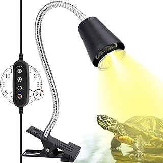 Reptile Heat Lamp,ZJNBMTFY UVA/UVB Reptile Light with Cycle Timer,Turtle Heat Light, Reptile Basking Light with Clamp, Heat Lamp for Reptiles Lizard, Turtle, Snake, Chameleon, Hermit Crab,2 Heat Bulbs