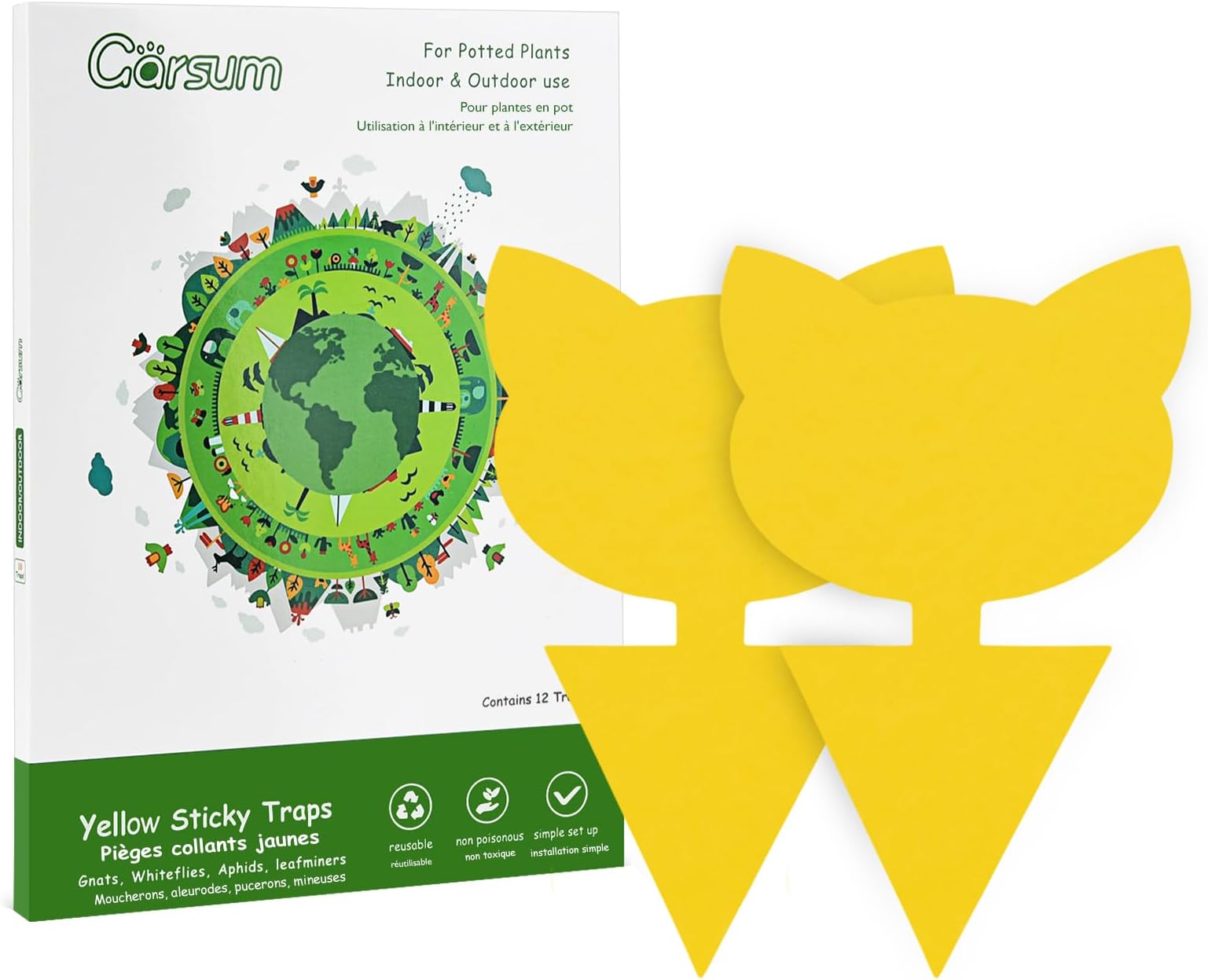 Garsum Fruit Fly Trap Yellow Sticky Fungus Gnat Killer for Indoor and Outdoor Plant