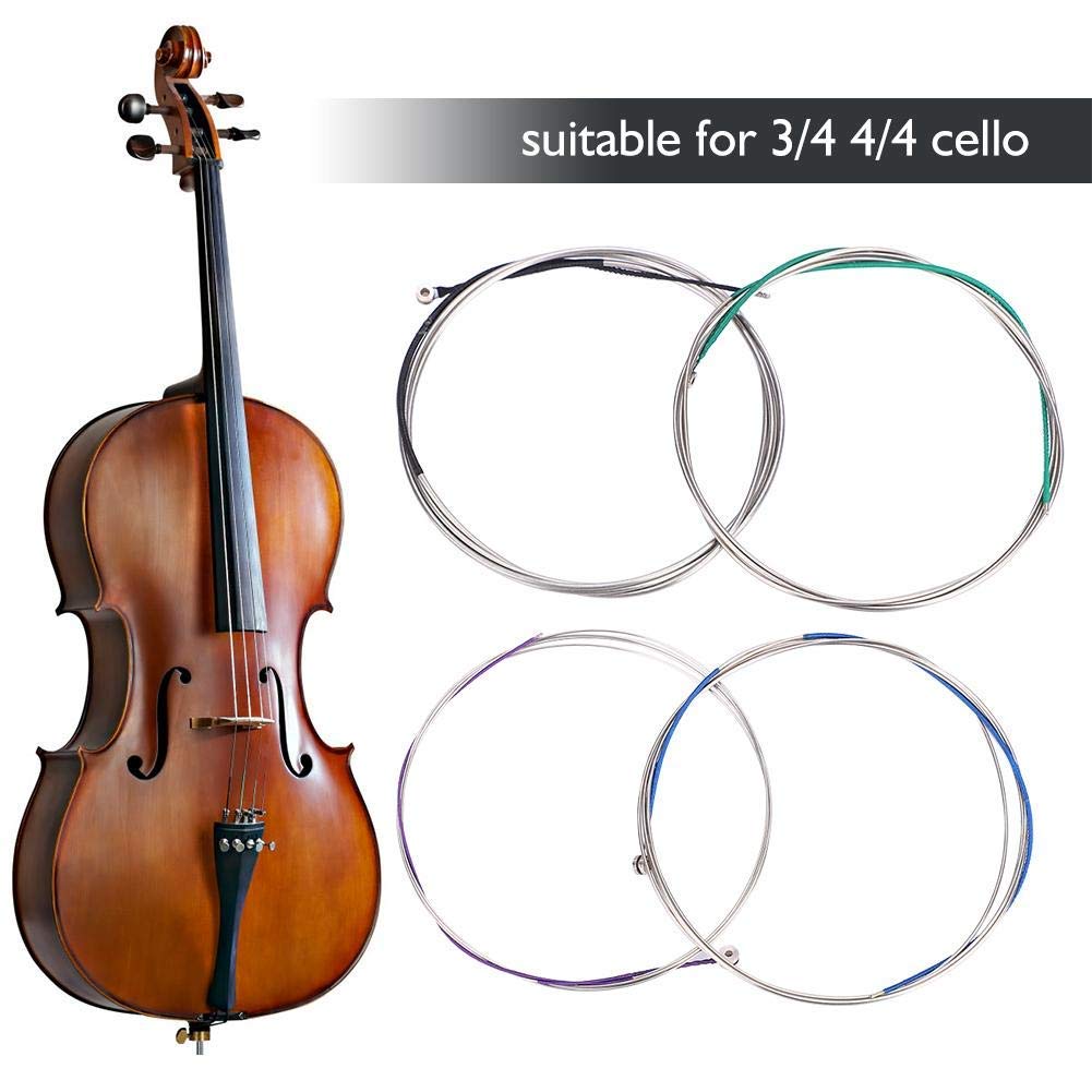 Bnineteenteam Corde Violoncelle, Accessoire Pièce de Rechange pour Cordes Violoncelle 3/4 4/4 en Alliage de Zinc-cuivre Accessoires de Jeu Cordes Violoncelle
