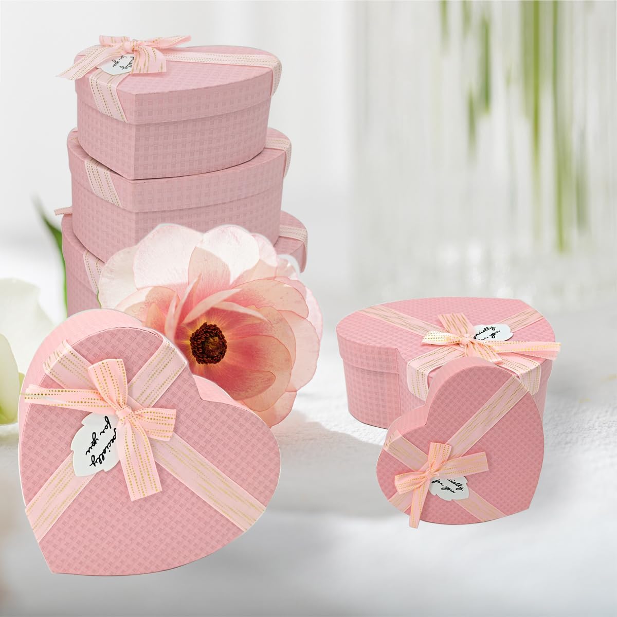 Set of 3 Heart Shaped Boxes for Flowers Packaging Pink Gift Boxes with Lids for Present Heart Shaped Flower Boxes for Arrangements Floral Gift Boxes for Bridesmaid, Proposal, Wedding, Birthday, Baby Showers - Image 5
