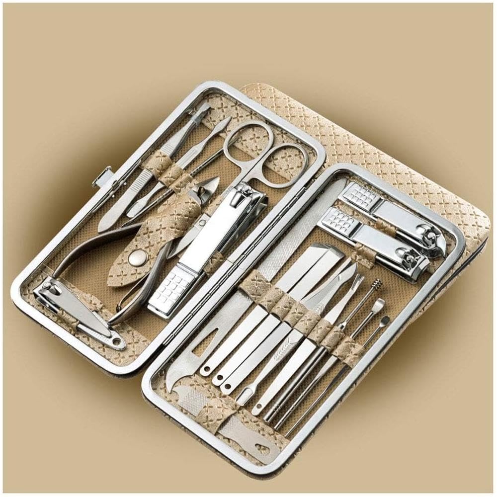 Stainless Steel Nail Clippers Set Home Travel Portable Tool Box Manicure Set (19-Piece Set) Manicure Pedicure Kit
