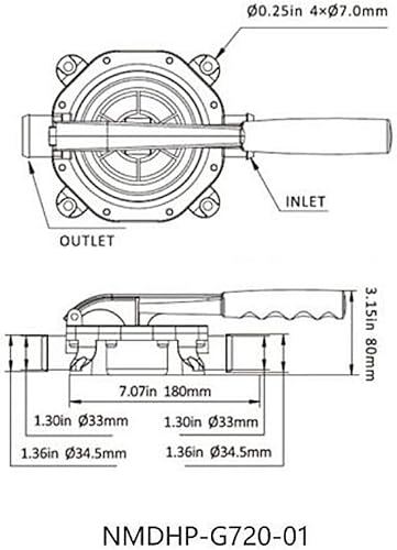 Miniatura 5 de GOTOTOP Bomba de sentina manual, 720 GPH autocebante, rojo, material ABS, estilo moderno, bomba de sentina para barcos