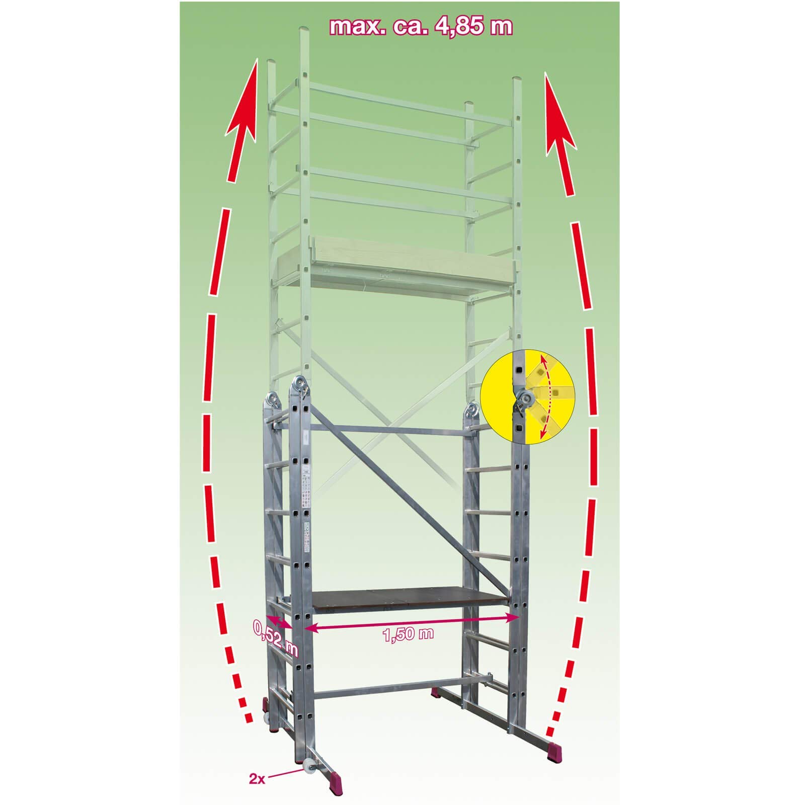 KRAUSE LID273 Folding Scaffolding with 3 x 7 Steps, 3.35 m/5 m 