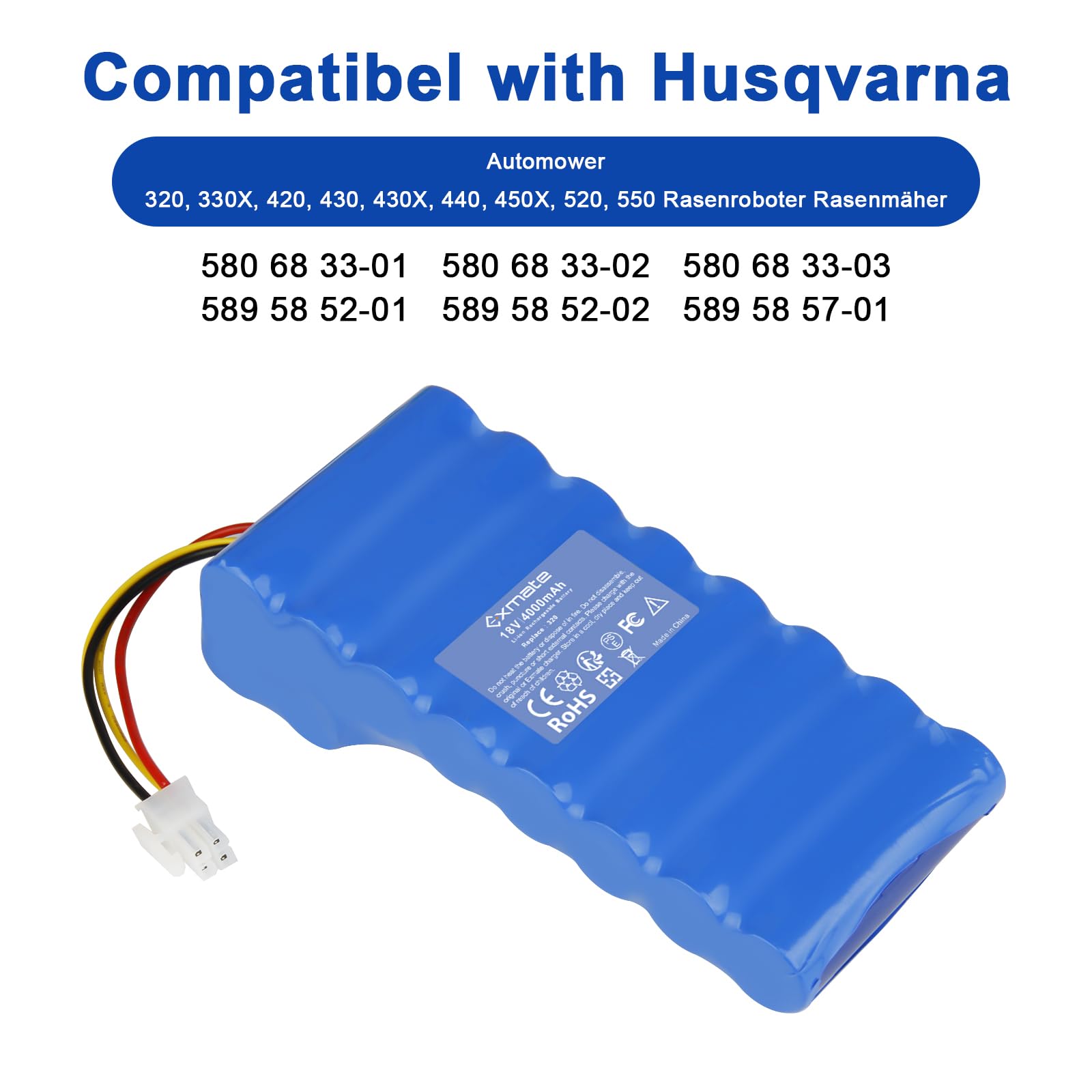 Vhbw Bloc De Batteries Compatible Avec Husqvarna Automower 420 2016 420 2017 420 2018 420 2019 430x 191304274 440 204681190 6800mah 18v Li Ion 93636385