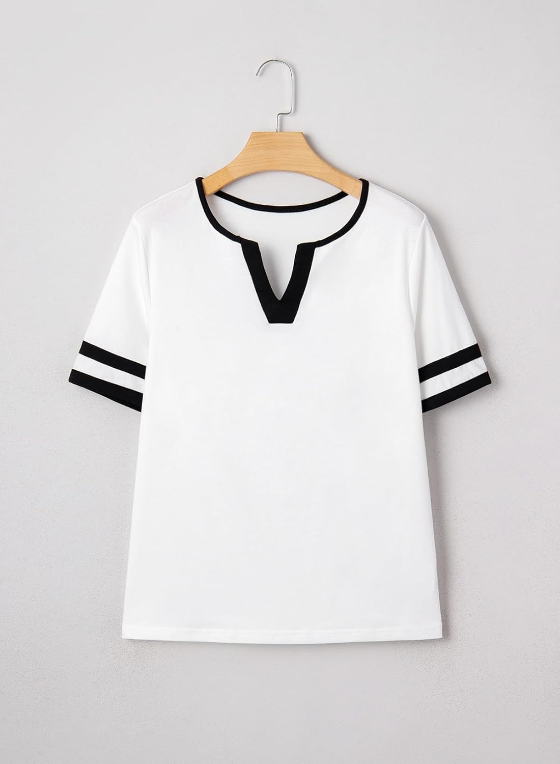 SHEWIN Women's Summer Tops V Neck Short Sleeve T-Shirts Colorblock Casual Tees 2026 Clothes - Image 7