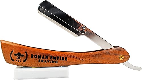 Miniatura 5 de Roman Empire Shaving Spartacus - Maquinilla de afeitar recta para peluquero profesional con 100 cuchillas Derby Professional