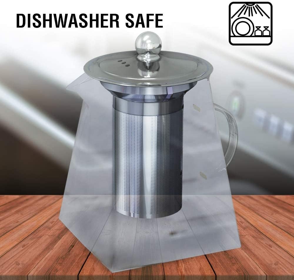 Avastro Square Kettle Heat Resistant Glass Teapot with Stainless Steel Infuser Heated Container Tea Pot Good Clear Kettle Square Filter Baskets Pitcher 750ml Pack of 1 2
