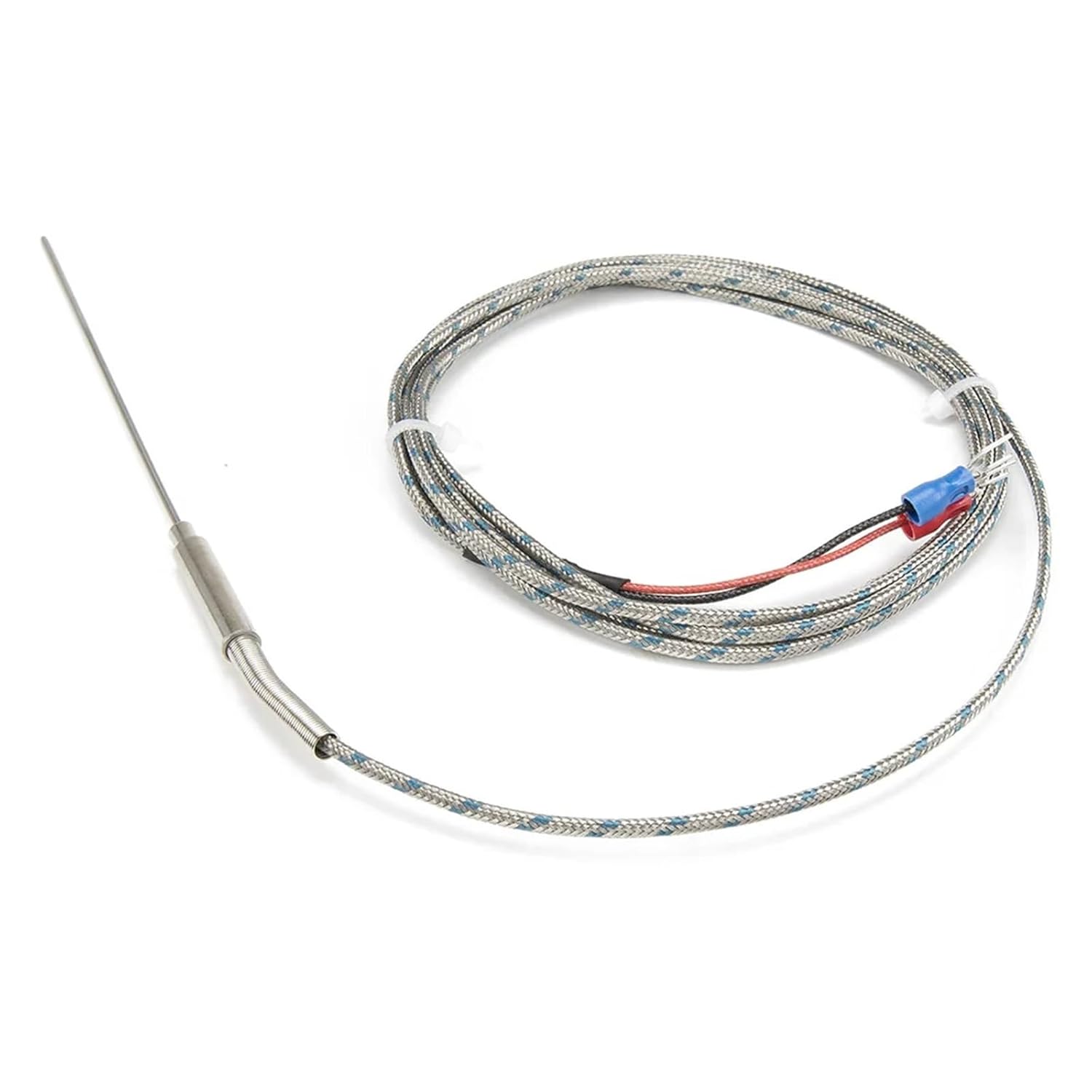 FTARP08 K J Type 2m Metal screening Cable 100mm Flexible Probe sheathed thermocouple Temperature Sensor Diameter 1.5mm 3mm(K 3mm Diameter)