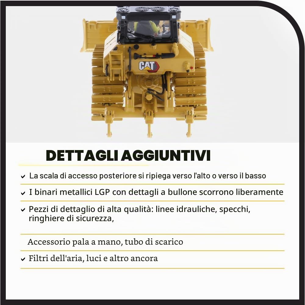 Caterpillar Diecast Masters 85951 - Bulldozer D5 LGP, Scala 1:50, Circa 13,5 x 9,3 x 7 cm, dai 14 Anni in su