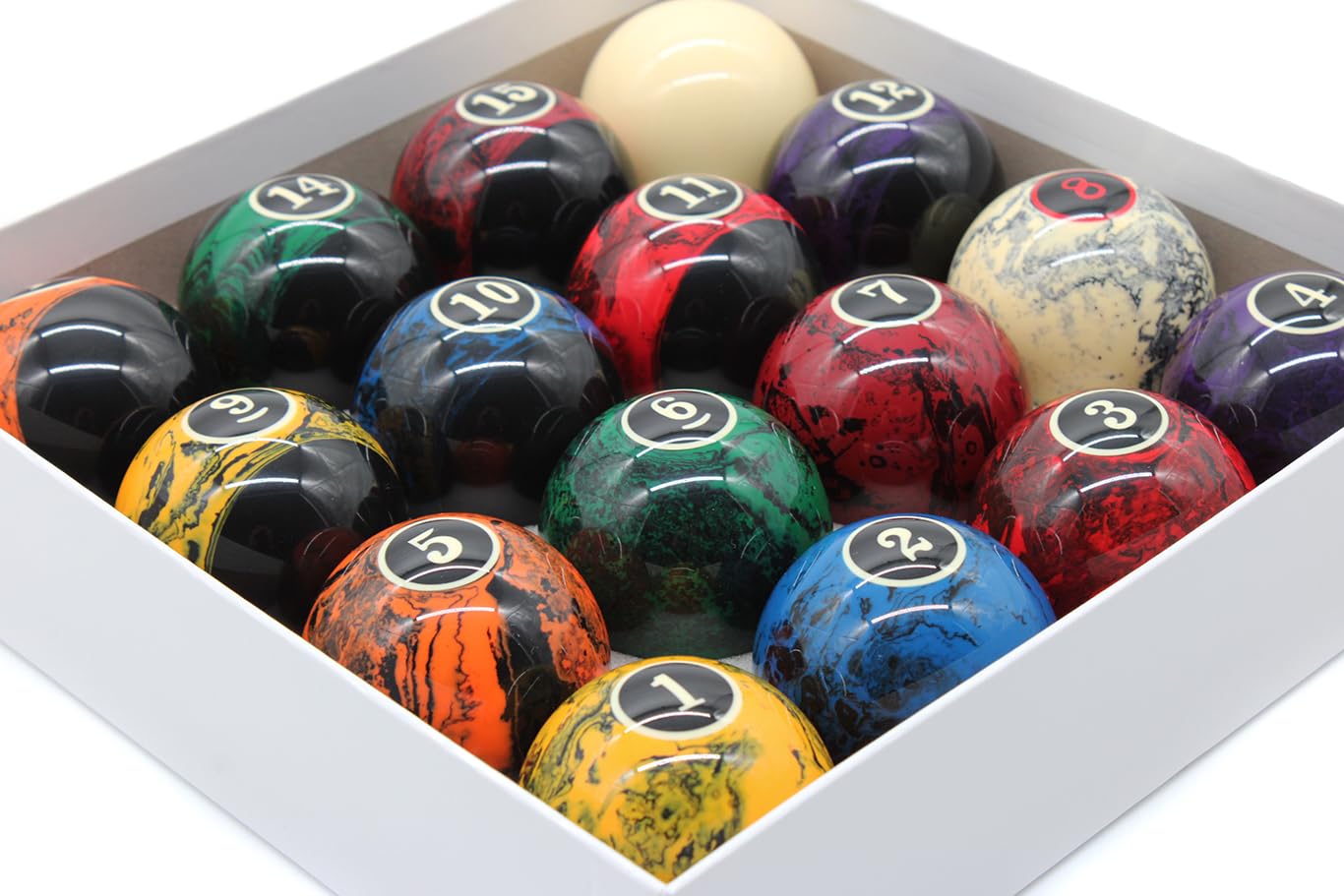 Samurai Fantasy Black Pool Billard Kugelset, 57,2 mm - Hochwertiges Kunstharz, Für 7, 8 und 9 ft Billardtische