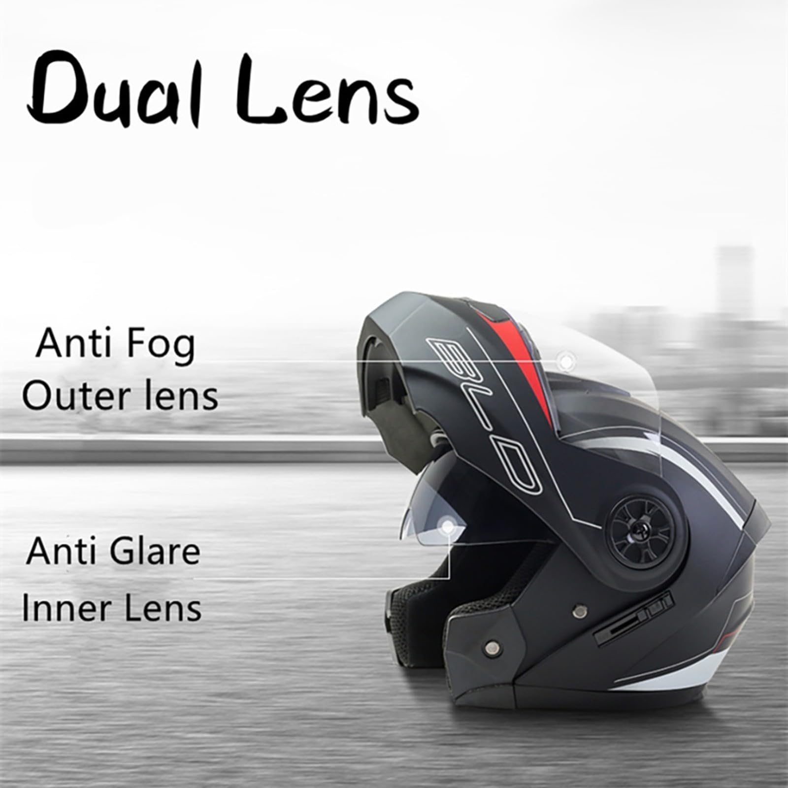 Casco Moto Modulare Integrato Bluetooth Omologato ECE/DOT Doppia Visiera Caschi Moto Integrale Antivento Per Adulti Uomo Donna Casco Apribile