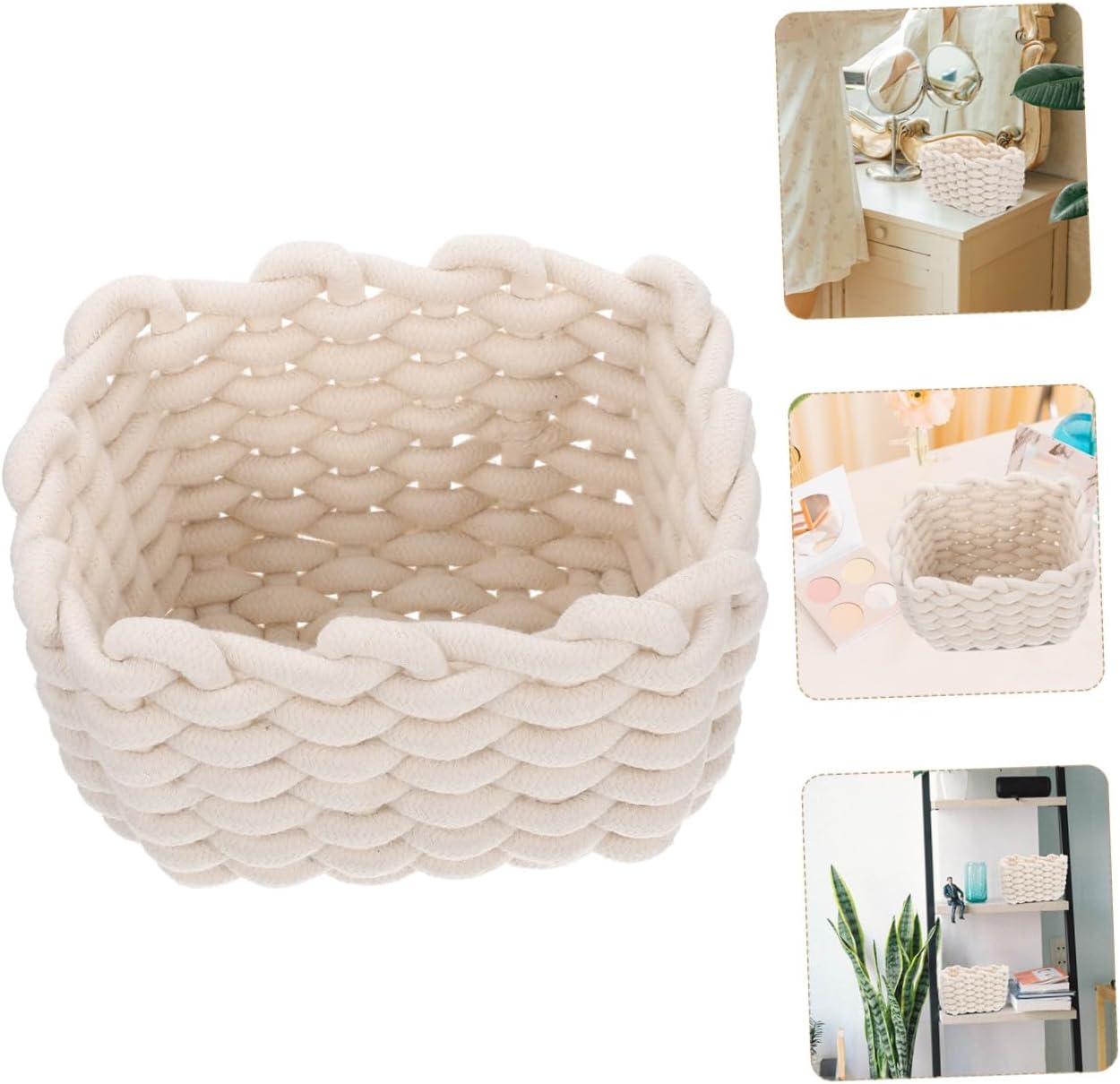 PRETYZOOM 2 Piece Cotton Rope Woven Storage Basket for Desktop Organization image 3