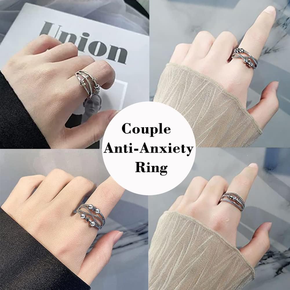Miniatura 4 de Imortaluck Anillo de ansiedad para mujeres y hombres anillos giratorios para la ansiedad para parejas anillos giratorios para aliviar el estrés