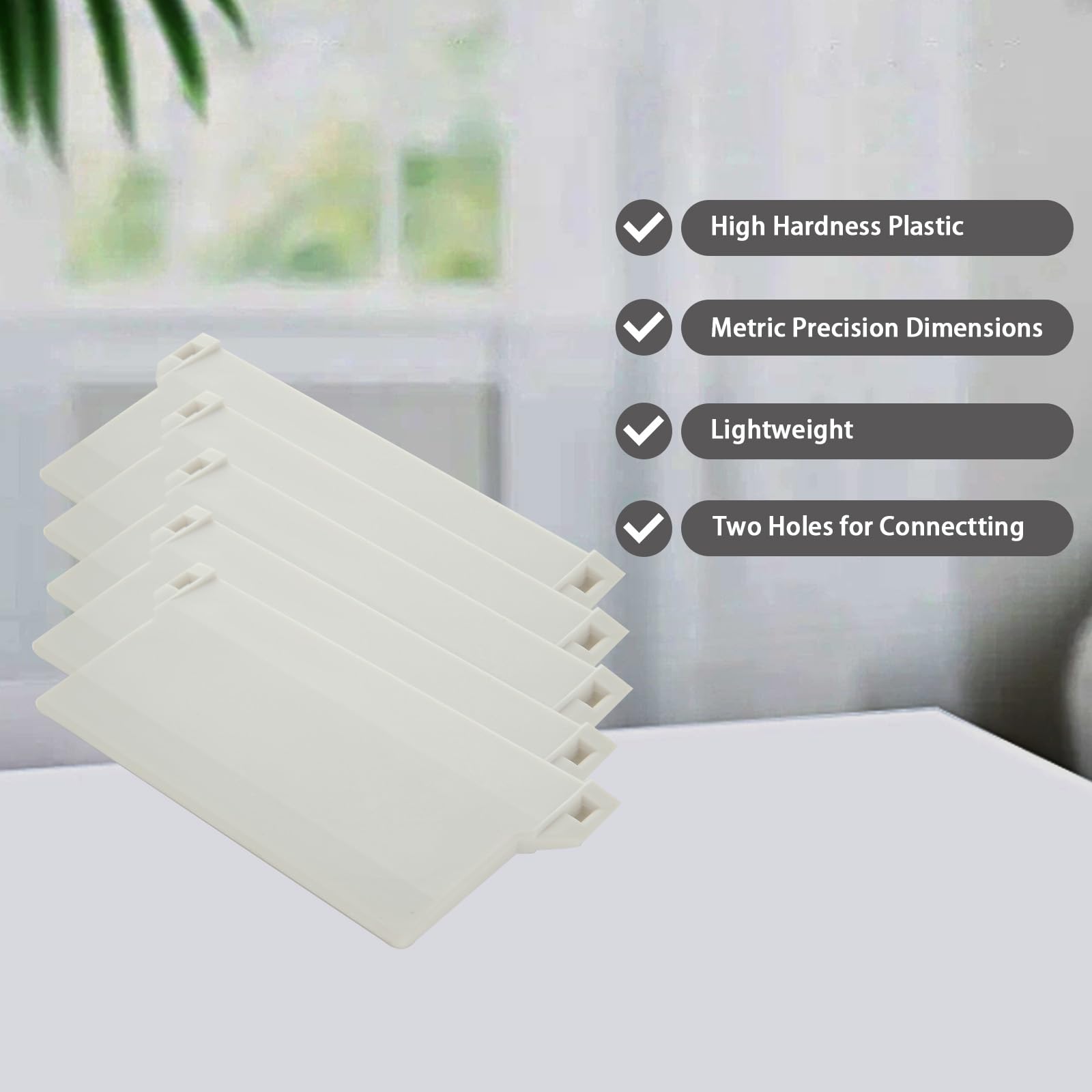 Lot de 60 lattes de stores verticaux de 10,2 x 8,9 x 5 cm pour fenêtre, stores verticaux blancs avec fond en plastique pour chaîne de fenêtre