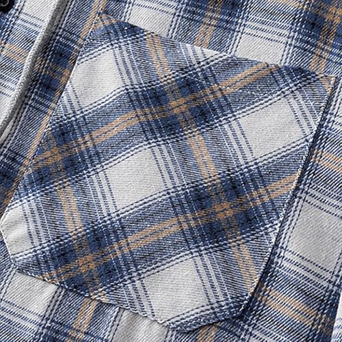 Long Sleeve Button Down Hoodie Flannel Women Men Plus Size Lightweight Hooded Sweatshirts Plaid Hooded Shirts with Pockets4